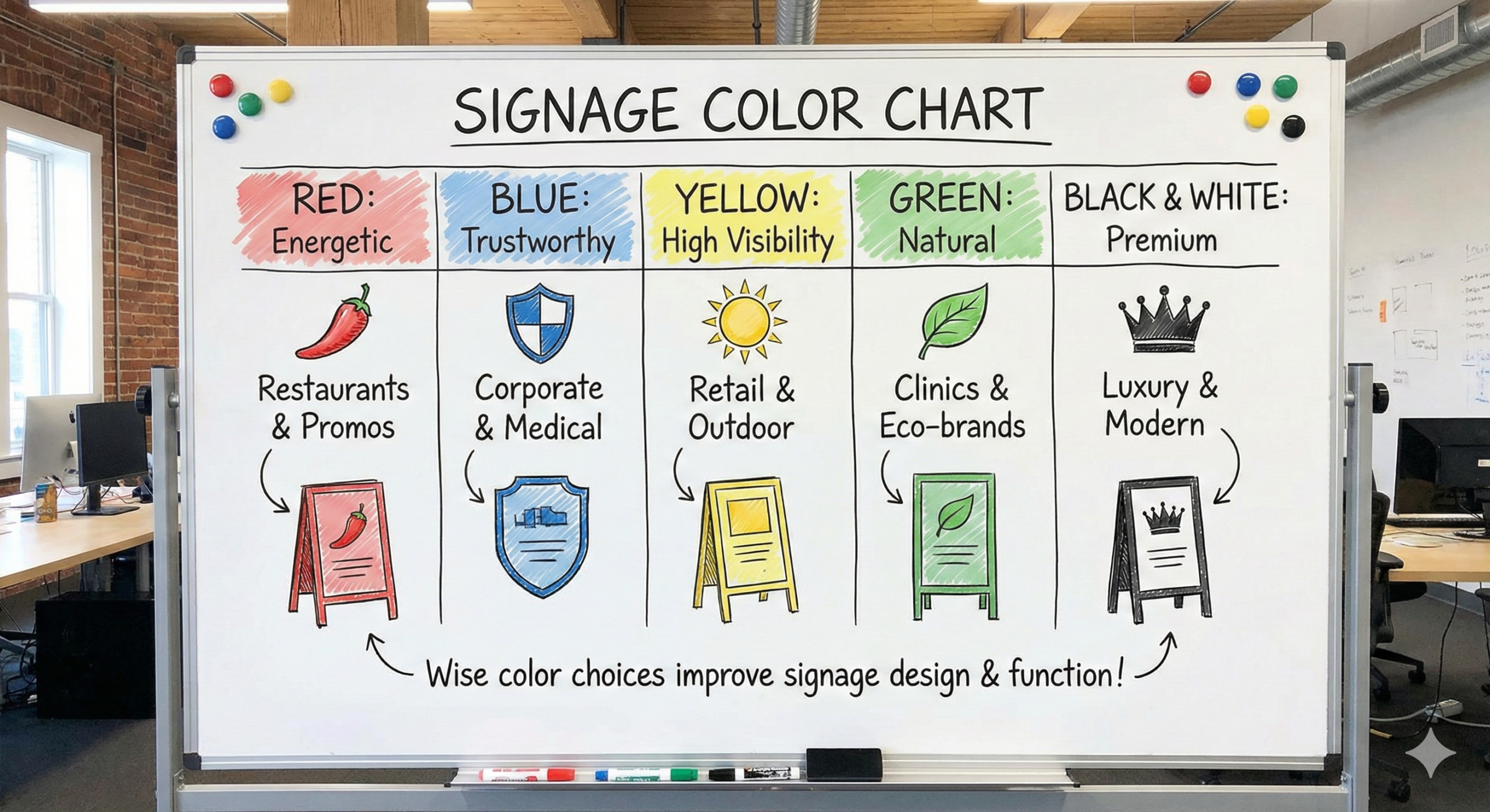 Color Chart for Signage Boards | Best Colors for Business Signs